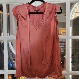 Banana Republic Ruffle Tie Neck Top Sunset Blush XL